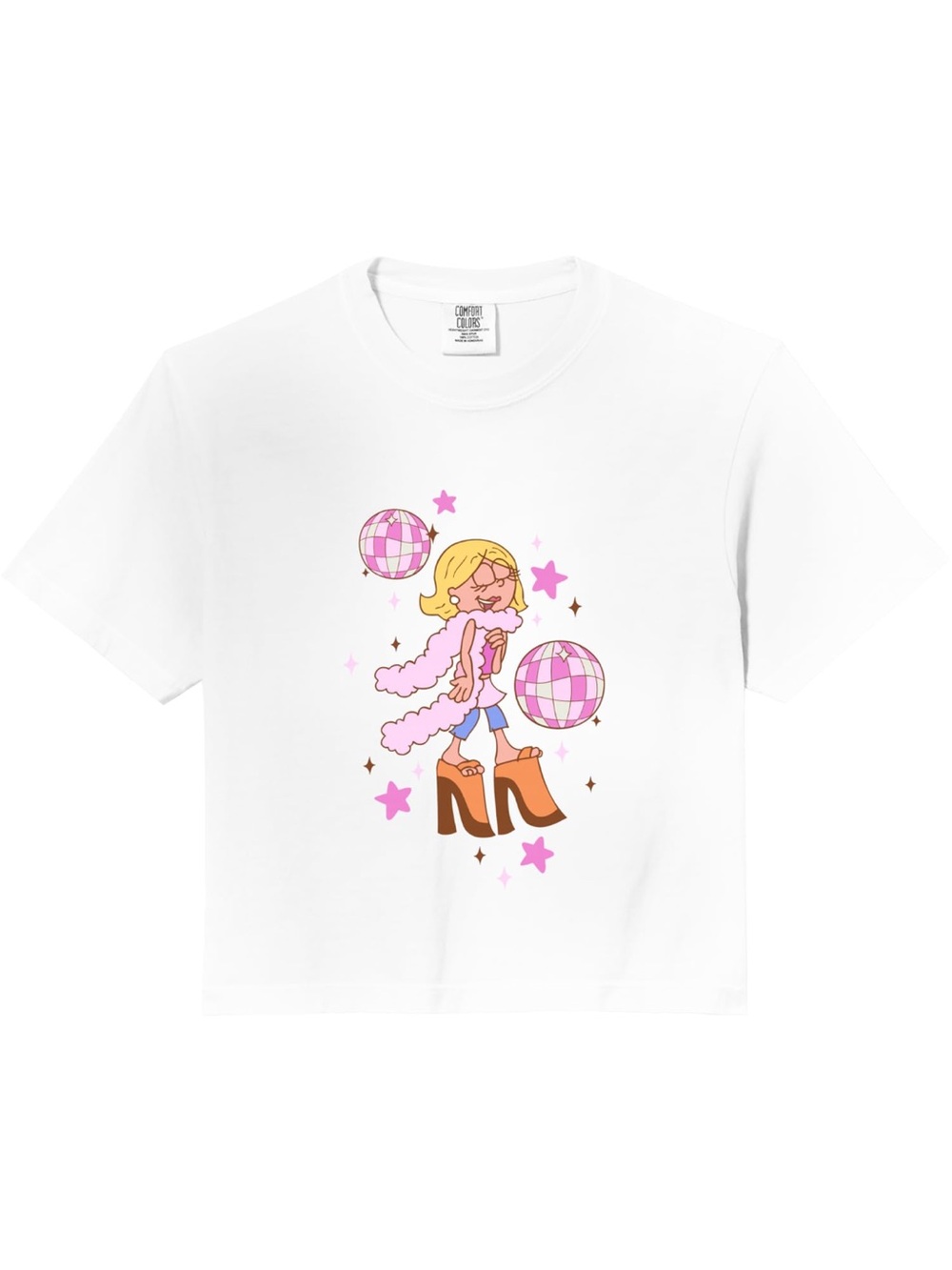 Disco/Retro Lizzie McGuire White Crop Top